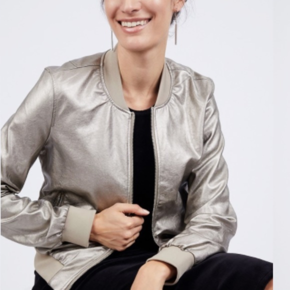 Catherine Malandrino Tops - Catherine Malandrino Gold Metallic Bomber Jacket